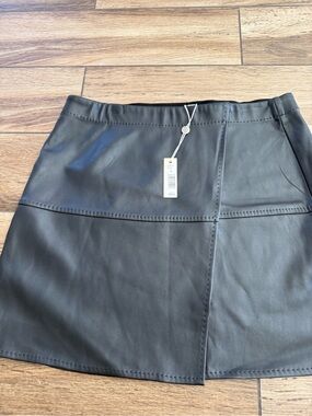 Max Studio Black Faux Leather Panel Mini Skirt